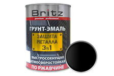 Грунт-эмаль по ржавчине BRITZ Защита металла 3 в 1, черный, 2.2 кг