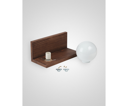 Светильник настенный Е27 Шар слева стекло-дерево палисандр 6426-1W NL Фотография_7