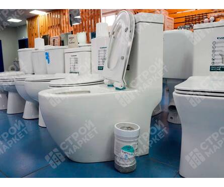 Унитаз-монолит 5005 безободковый, сиденье ДП (с гофрой и подводкой) EVA GOLD Фотография_6