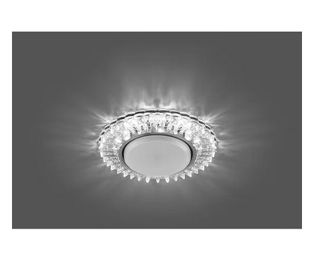 Светильник точечный GX53 ДВО-15 декор со светодиодной подсветкой прозр. хром CD4025 FERON Фотография_1