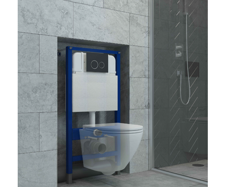 Инсталляция для унитаза двухрежимная кнопка круглая черная матовая 545-20 EVAGOLD Фотография_3