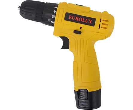 Дрель-шуруповерт 12 В 1 шт Li-ion акк. 1.5 Ач, 24 Нм, 0-600 об/мин, 1 скорость EUROLUX Фотография_1