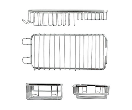 Мыльница решетка двухсекционная с крючком, с креплением к стене хром САНАКС Фотография_2