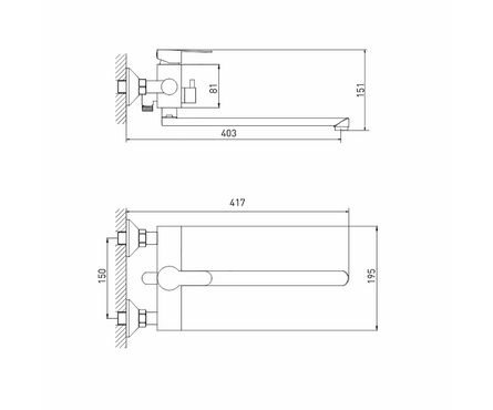 Смеситель для ванны однорычажный MIXLINE длинный гусак хром Stainless MLSS32-02 Фотография_4