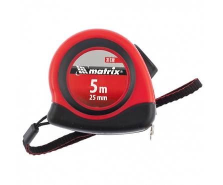 Рулетка MATRIX Status autostop magnet, 5 м х 25 мм, двухкомпонентный корпус, зацеп с магнитом Фотография_0