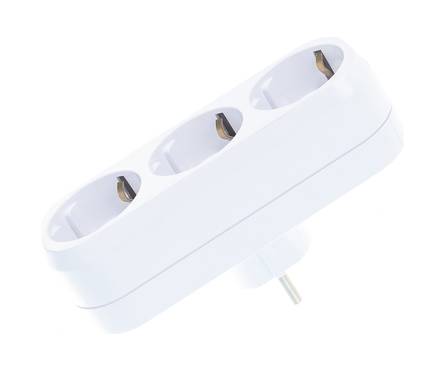 Тройник UNIVersal А303 на 3 гнезда с/з, плоский, 16 А Фотография_2