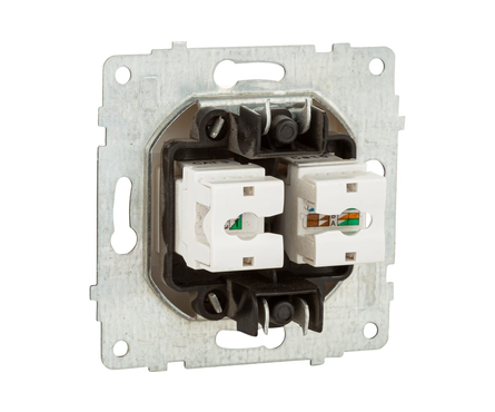 Розетка 2-ая RJ45+CAT6 белая MINA OVIVO Фотография_1