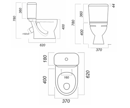 Унитаз-компакт Стандарт Эконом фарфор (кос, вып. ниж. подвод полипр. сиден.1-кн. режим) SANITA) Фотография_2