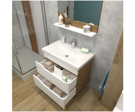 Тумба для ванной Либерти 80 №2 подвесная с умывальником Грэмми/COMO 80 белая Фотография_2