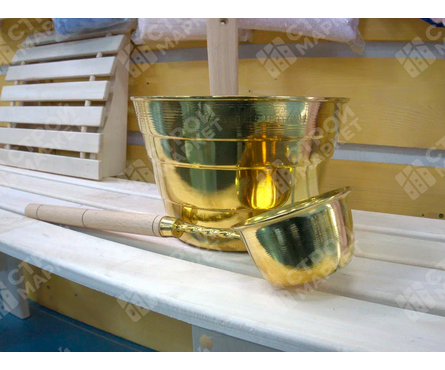 Набор для бани подарочный Латунь ушат+ковш Сила Алтая Фотография_2