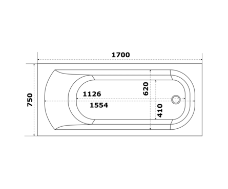 Ванна акриловая 1700x750 мм (каркас+ножки+сифон) Нирвана BAS Фотография_3