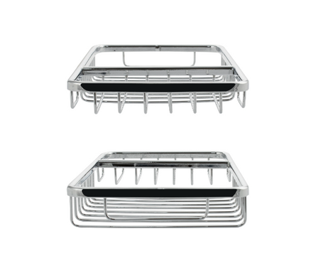 Мыльница решетка большая двухсекционная хром САНАКС Фотография_3