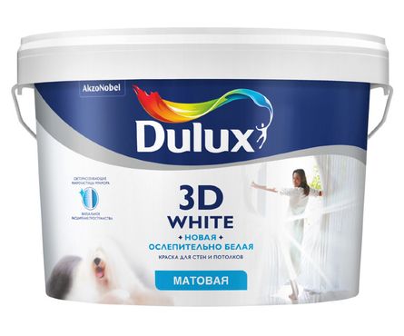 Краска для стен и потолков Dulux 3D White матовая, ослепительно белая, база BW (2.5 л) Фотография_0