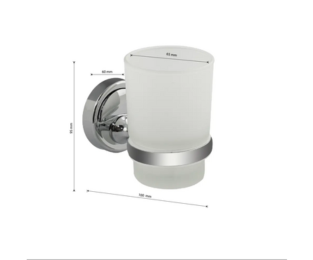 Стакан для зубных щеток одинарный с креплением к стене хром Санакс Фотография_3