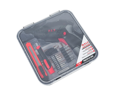 Аккумуляторная отвертка 3.6 В, встр Li акк. 1.3 Ач, 3.5 Нм. бит 15 шт, USB заряд., фонарик, кейс P.I.T. Фотография_6