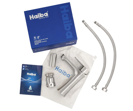 Смеситель для умывальника однорычажный HAIBA литой гусак сатин HB10802 Фотография_2