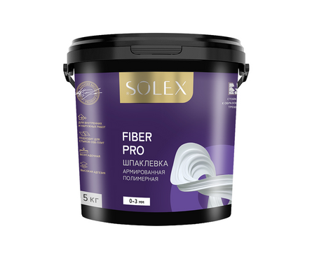 Шпаклевка готовая армированная полимерная SOLEX Fiber Pro 5 кг Фотография_0