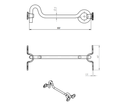 Крючок ветровой 100 мм МЕТАЛЛИСТ КР-100 (цинк) Фотография_1
