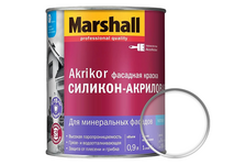Краска фасадная матовая силикон-акриловая ВД МАРШАЛЛ Akrikor БАЗА ВС 0.9 л