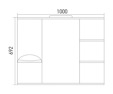 Шкаф навесной MIXLINE Этьен 100 левый с подсветкой, белый (ПВХ) Фотография_3
