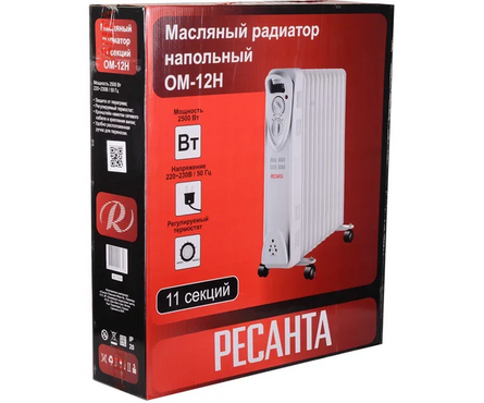 Масляный радиатор 2.5 кВт ОМ-12Н РЕСАНТА Фотография_6