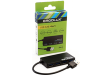 Разветвитель 4 USB ELX-SLP01-C02  2А  черный ERGOLUX
