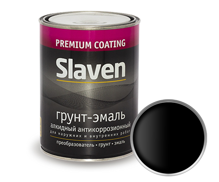 Грунт-эмаль по ржавчине SLAVEN 3 в 1, черный (3.2 кг) Фотография_0
