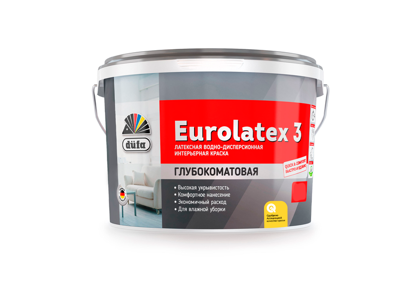 Краска латексная глубокоматовая для потолка. Dufa retail eurolatex 3. краска dufa expert europlast 7 полуматовая интерьерная. лкм краска водно-дисперсионная superweiss dufa 12л.