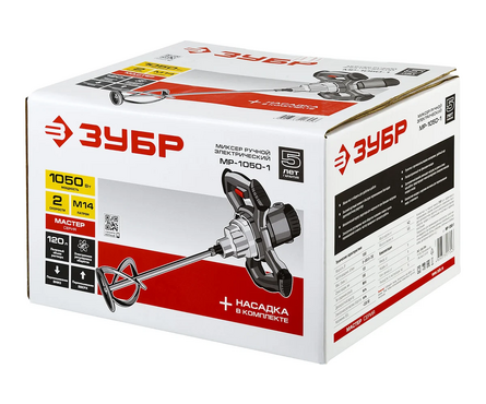 Миксер 1050 Вт, 500-700 об/мин, 2 скорости, рег. оборотов, венчик 120 мм МАСТЕР ЗУБР Фотография_6