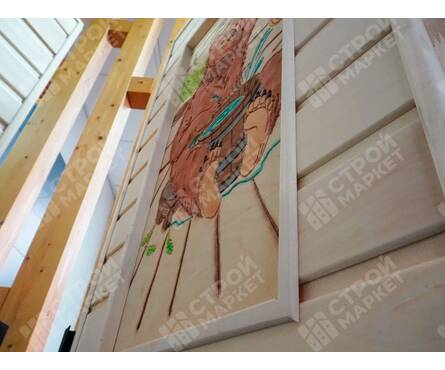 Дверь для бани 19x0.7 м глухая с рисунком, полотно липа, коробка из осины Фотография_4