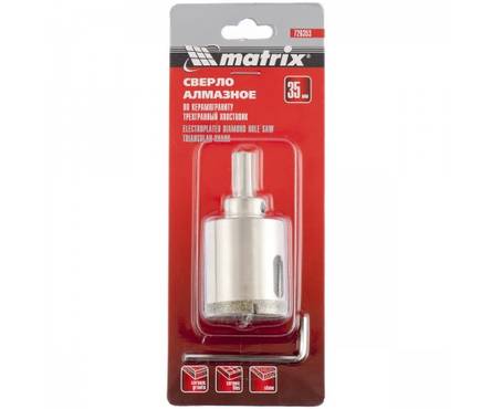 Коронка алмазная по керамограниту 35 мм с центрирующим сверлом MATRIX Фотография_2