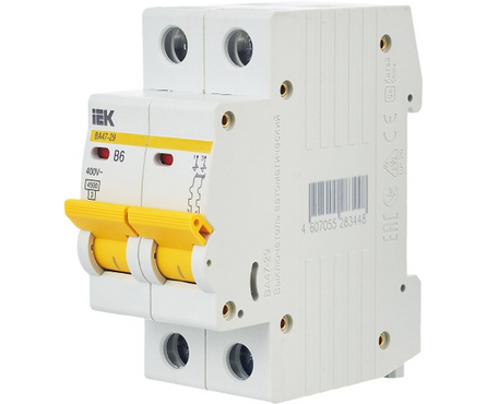 Выключатель автоматический модульный 2п C 6А ВА47-29 IEK Фотография_2