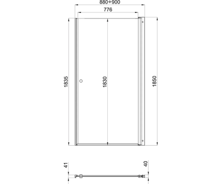 Душевая дверь 900х1850х4 мм стекло хром прозрачная Уно ТРИТОН Фотография_7