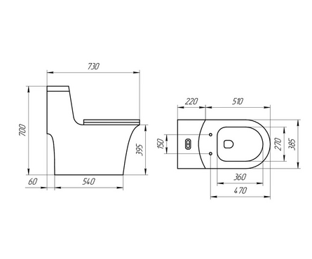 Унитаз-монолит Т1087 безободковый тонкое сиденье ДП круговой смыв (с гофрой и подводкой) EVA GOLD Фотография_6