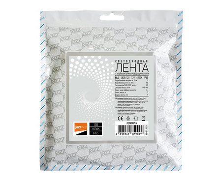 Лента светодиодная 10 Вт/м 12 В 5 м PLS 2835/120 белый свет 6500К IP65 JAZZWAY Фотография_1