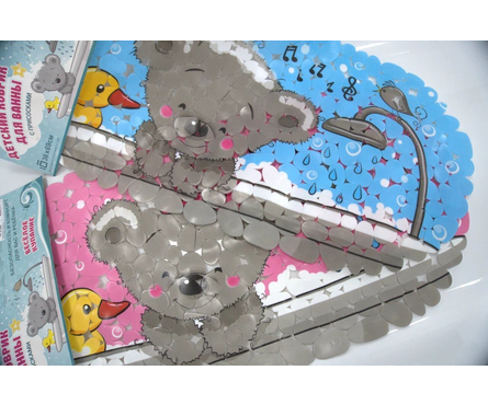 Коврик для ванной 69x36 см Мишка с бантиком на присосках Фотография_1