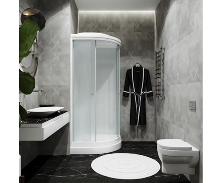 Душевая кабина полукруг 1000х1000х2280х4 мм стекло низкий поддон полукруг+сифон Лайт ТРИТОН Фотография_1