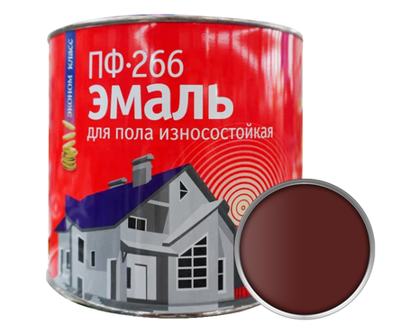 Эмаль для пола ПФ-266 СЛЗ ЭКОНОМ красно-коричневая 1.8 кг Фотография_0