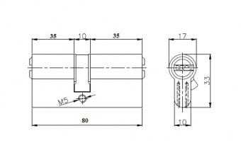 Цилиндровый механизм Z.F.80-5K перфо ключ/ключ СТАНДАРТ Фотография_1