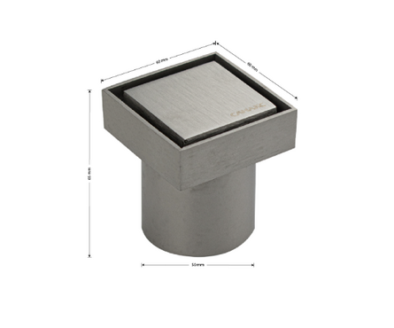 Трап сливной вертикальный выход D 50 мм нержавейка с сухим затвором сатин 60х60 мм Фотография_3