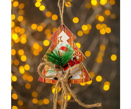 Подвеска новогодняя Звезда, елка, Дед Мороз МИКС Фотография_2