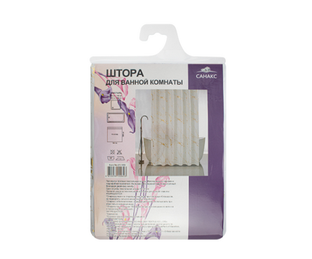 Штора для ванной полиэстер водонепроницаемая 180x180 см мрамор с золотом без колец САНАКС Фотография_1