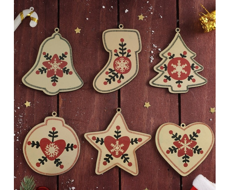 Подвеска новогодняя Ёлочные украшения 6х5 см (6 шт/уп) Фотография_7