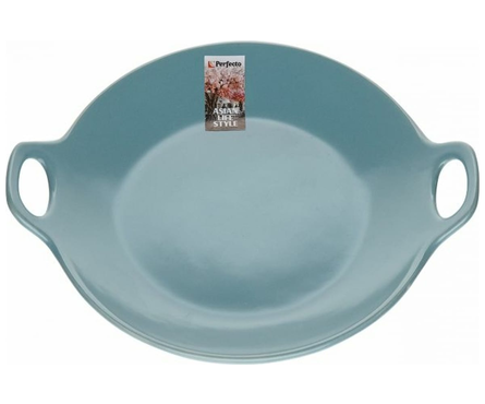 Тарелка-блюдо керамическая ASIAN 24х20.3х4.5 см, голубая  Фотография_0