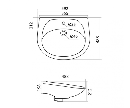 Умывальник с постаментом Бриз-60 БИЦ 1 отв. САНТЕК Фотография_4
