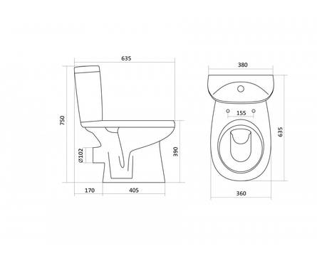 Унитаз-компакт Анимо фарфор (прямой выпуск, нижняя подводка, дюропласт сиденье 2-кн.слив) САНТЕК Фотография_7