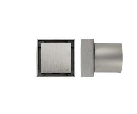 Трап сливной вертикальный выход D 50 мм нержавейка с сухим затвором сатин 60х60 мм Фотография_2