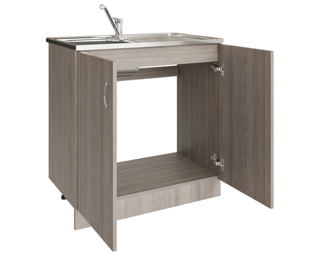 Стол-тумба кухонный распашные дверцы под мойку 80 см ЛДСП ясень/шимо светлый Фотография_1