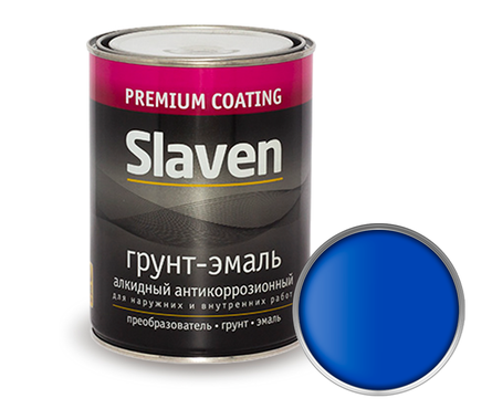 Грунт-эмаль по ржавчине SLAVEN 3 в 1, синий (3.2 кг) Фотография_0