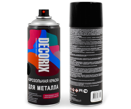 Краска для металла DECORIX чёрная, глянцевая, 520 мл Фотография_1